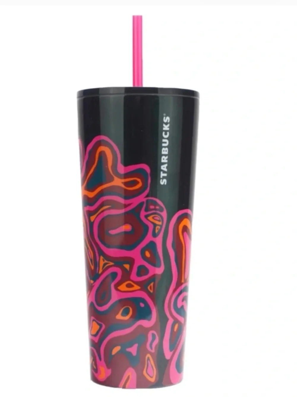 Starbucks Fall Black & Magenta Wavey Graphic Stainless Steel Tumbler